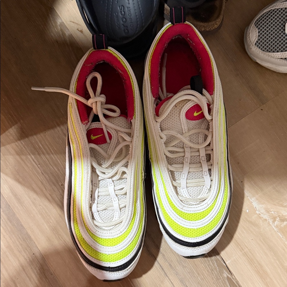 Nike Kids White and Neon Yellow Sneakers